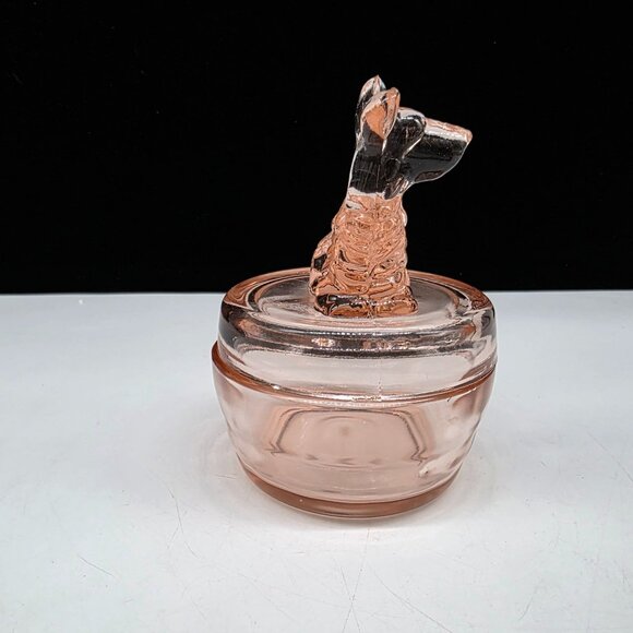 Jeanette Scottie Dog Glass Trinket Dish Covered Powder Jar Scottish Terrier - Picture 5 of 8